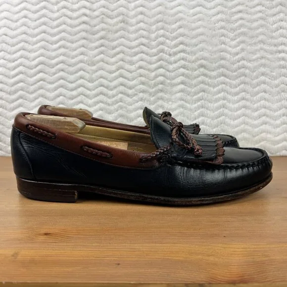 Allen Edmonds Woodstock Loafers Kiltie Braided Tassel Mens 11 B USA Slip On Blk - Picture 3 of 16